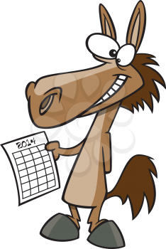 Royalty Free Clipart Image of a Horse With a Calendar