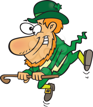 Royalty Free Clipart Image of a Leprechaun Doing a Jig