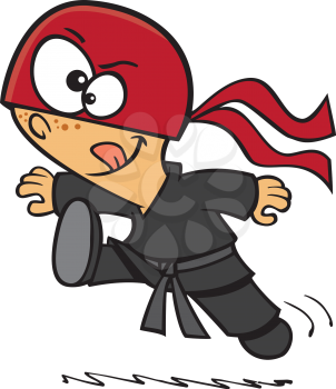 Royalty Free Clipart Image of a Boy in a Ninja Outfit