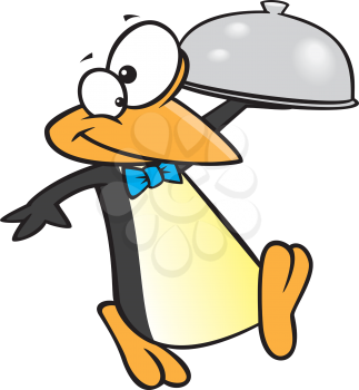 Royalty Free Clipart Image of a Penguin Waiter