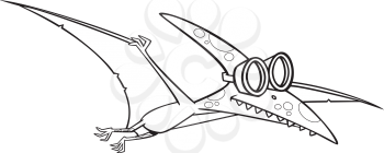 Royalty Free Clipart Image of a Pterodactyl in Aviator Glasses