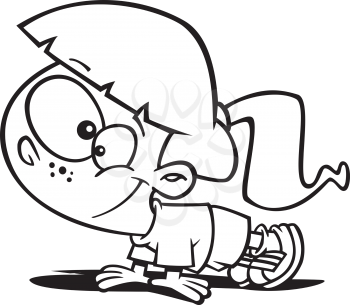 Royalty Free Clipart Image of a Girl Doing Pushups