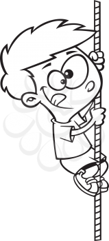 Royalty Free Clipart Image of a Boy Climbing a Rope