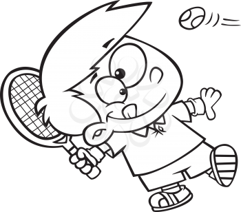 Royalty Free Clipart Image of a Boy Playing Tennis