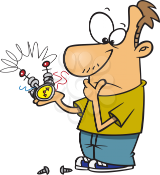 Royalty Free Clipart Image of a Man With a Strange Thing in His Hand