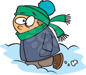 Royalty Free Clipart Image of a Boy in the Snow