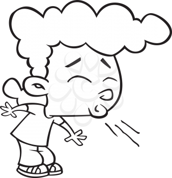 Royalty Free Clipart Image of a Child Sneezing