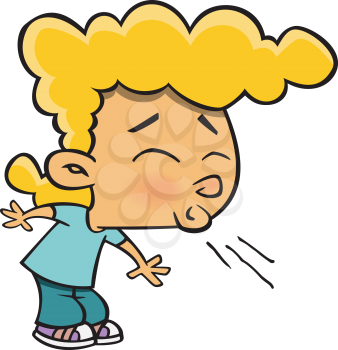 Royalty Free Clipart Image of a Child Sneezing