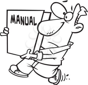 Royalty Free Clipart Image of a Man Carrying a Manual