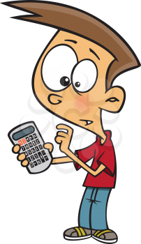 Royalty Free Clipart Image of a Boy Holding a Calculator