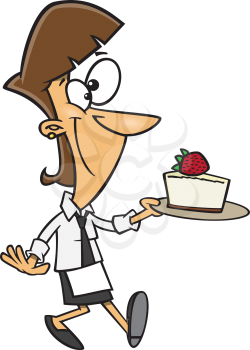 Royalty Free Clipart Image of a Server With Cheesecake