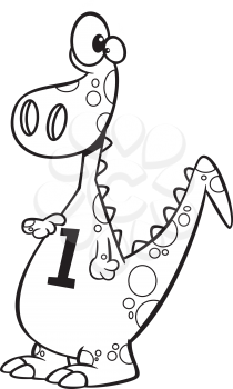Royalty Free Clipart Image of a Dinosaur With the Number One on It