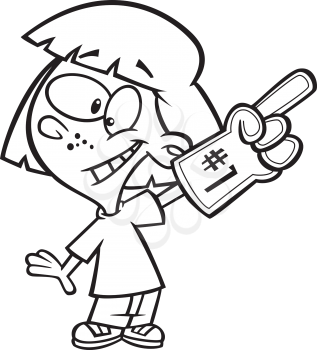 Royalty Free Clipart Image of a Girl With a Foam Finger