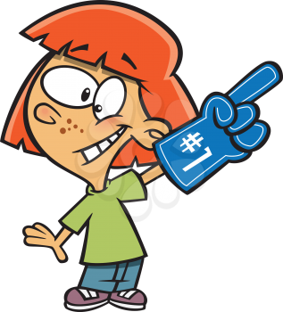 Royalty Free Clipart Image of a Girl With a Foam Finger