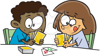Royalty Free Clipart Image of Children Playing Cards