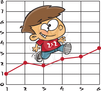 Royalty Free Clipart Image of a Boy Running Up a Graph