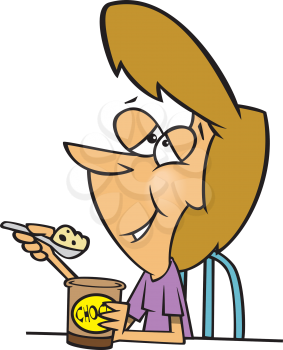 Royalty Free Clipart Image of a Woman Eating Ice-Cream