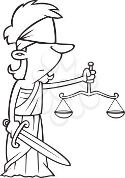 Royalty Free Clipart Image of a Statue of the Scales of Justice