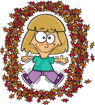 Royalty Free Clipart Image of a Little Girl in a Circle of Autumn Leaves
