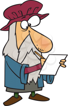 Royalty Free Clipart Image of a Man Writing on Paper