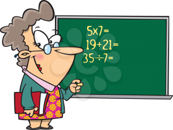 Royalty Free Clipart Image of a Math Teacher at the Board