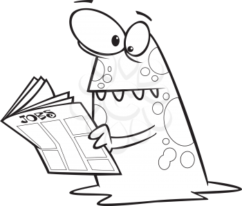 Royalty Free Clipart Image of a Monster Reading a Newspaper