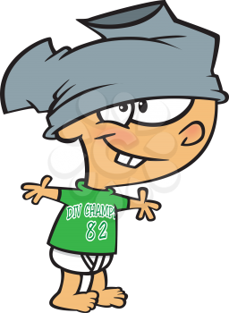 Royalty Free Clipart Image of a Boy With His Pants on His Head