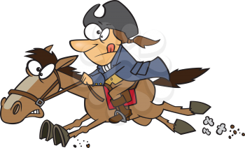 Royalty Free Clipart Image of Paul Revere on His Horse