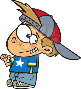 Royalty Free Clipart Image of a Boy Wearing a Cap