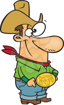 Royalty Free Clipart Image of a Man Dressed as a Cowboy