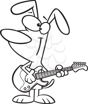 Royalty Free Clipart Image of a Dog Playing a Guitar