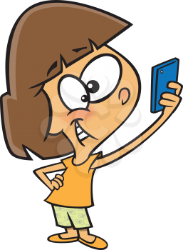 Royalty Free Clipart Image of a Girl Taking a Selfie