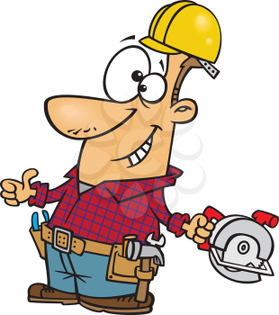 Royalty Free Clipart Image of a Man with Tools