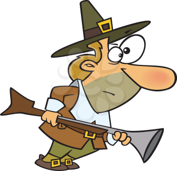 Royalty Free Clipart Image of a Pilgrim Hunting