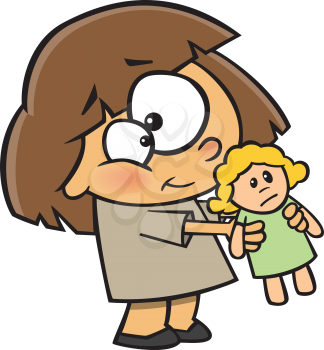 Royalty Free Clipart Image of a Girl With a Doll