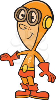Royalty Free Clipart Image of a Superhero Boy Wearing Goggles