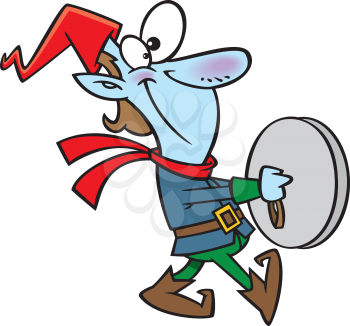 Royalty Free Clipart Image of an Elf With Cymbals