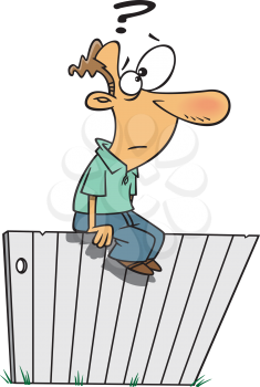 Royalty Free Clipart Image of a Man Sitting on a Fence