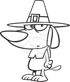 Royalty Free Clipart Image of a Dog Wearing a Pilgrim Hat