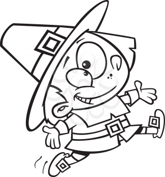 Royalty Free Clipart Image of a Happy Pilgrim