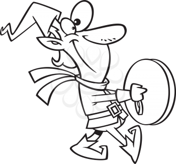 Royalty Free Clipart Image of an Elf Playing Cymbals