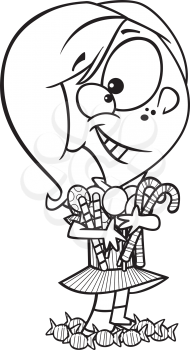 Royalty Free Clipart Image of a Girl With Candy