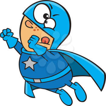 Royalty Free Clipart Image of a Superhero in Blue