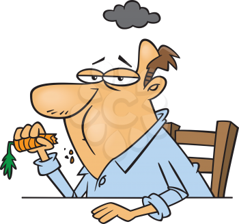 Royalty Free Clipart Image of a Man Eating a Carrot
