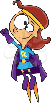 Royalty Free Clipart Image of a Girl With Rockets on Her Feet