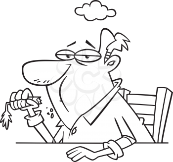 Royalty Free Clipart Image of a Man Eating a Carrot