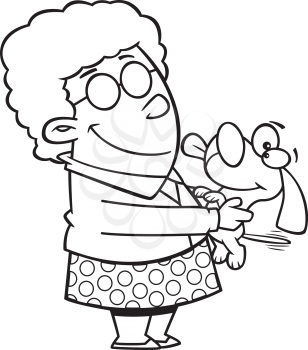 Royalty Free Clipart Image of an Older Woman With a Dog