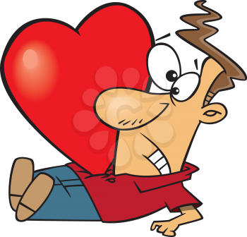 Royalty Free Clipart Image of a Man with a Heart