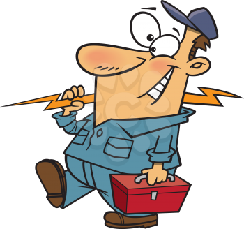 Royalty Free Clipart Image of a Man with a Toolbox