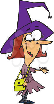 Royalty Free Clipart Image of a Girl Dressed up as a Witch